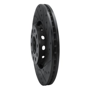 Audi A4 Quattro Brake Rotor (1) - Front Right - R1 Concepts - Drilled & Slotted - Black - `97-`06